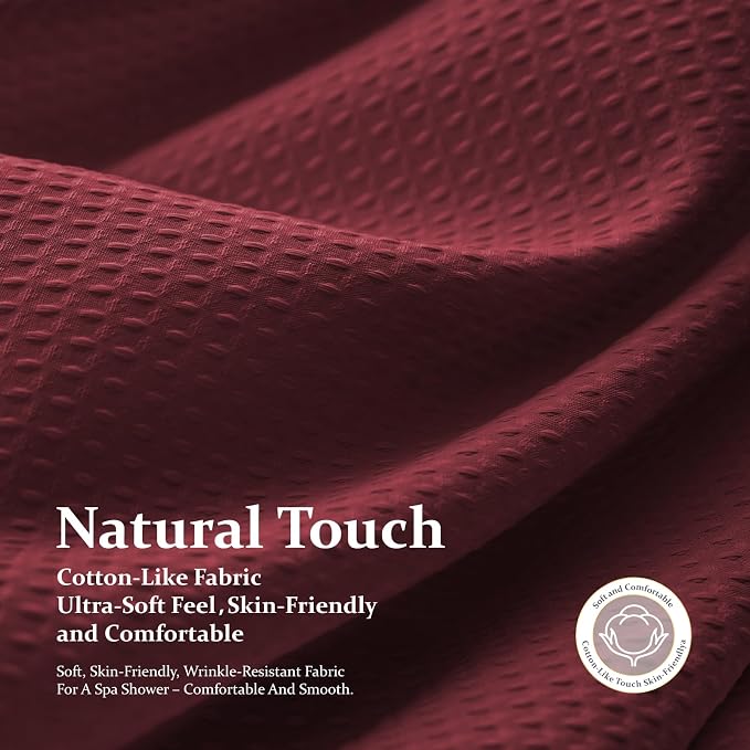 Dynamene Extra Long Waffle Shower Curtain 256 GSM Fabric 72x96 Burgundy - Image 7