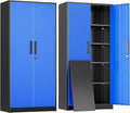 Greenvelly Metal Garage Storage Cabinet with 2 Doors and 4 Adjustable Shelves, 72" H Lockable Storage Cabinet,Tall Metal Cabinet Locking File Cabinet for Office,Home, Garage, Gym, School