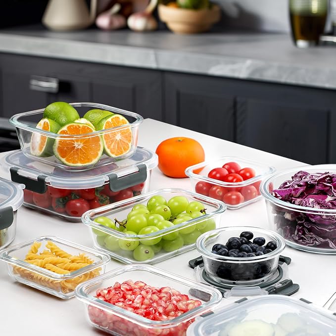 VERONES 30 Pieces Glass Food Storage Containers Set - Image 7