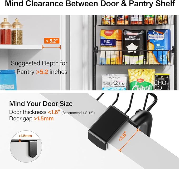 Delamu Over The Door Pantry Organizer, 8-Tier Pantry Door Organizers and Storage - Image 3