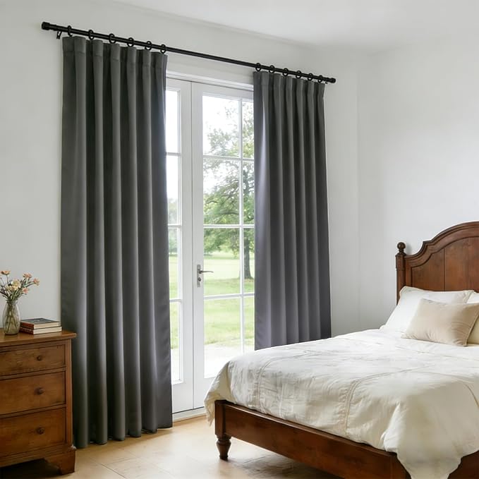 Room Divider Blackout Curtain Track Curtains Wall Dividers Panels Screen for Living Rooms Bedroom Office Privacy Partition Separation, W52 × L108 Inch,1 Panel, Grey