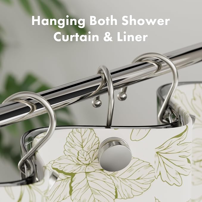 AmazerBath Shower Curtain Hooks Brushed Nickel Shower Curtain Rings, Heavy Duty - Image 3