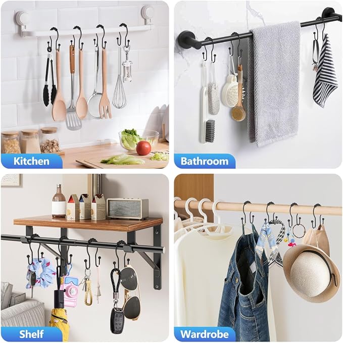 Resze 12PCS Shower Curtain Hooks, Sturdy Metal Shower Curtain Rings | Glide - Image 7