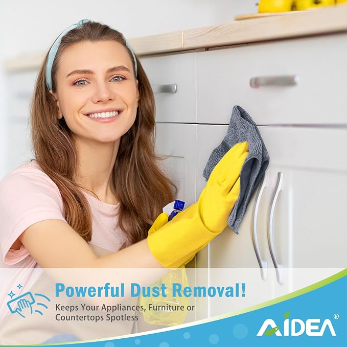 AIDEA Gray Microfiber Cleaning Cloth-24PK, Cleaning Rags 12"x 16" Absorbent | - Image 4