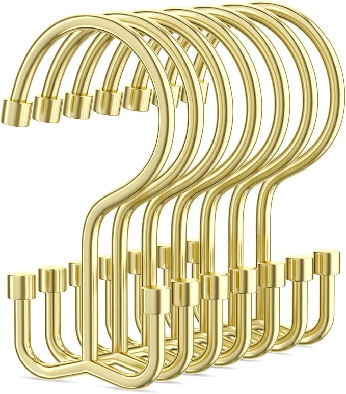 Shower Curtain Hooks, Shower Curtain Rings, Durable Gold Shower Curtain Hangers by Goowin