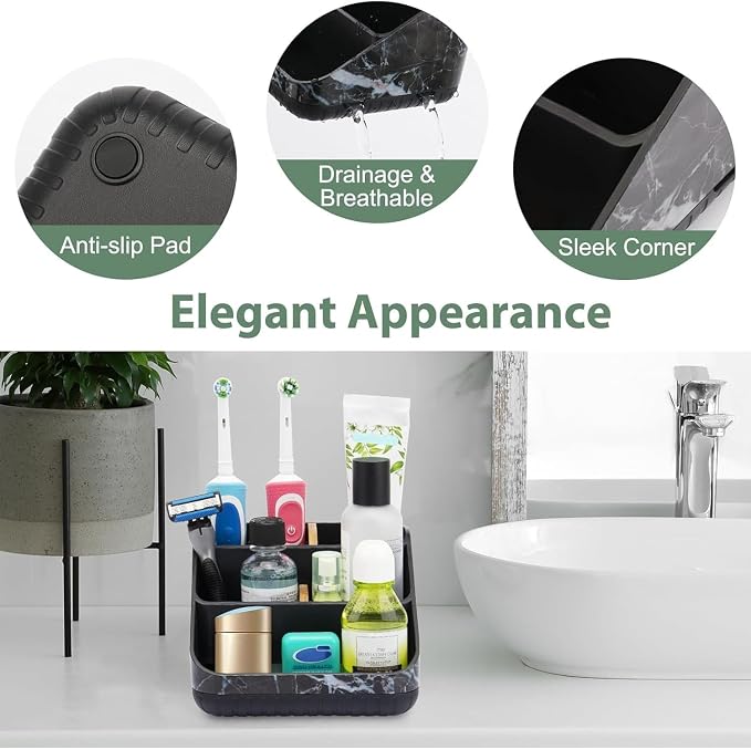 Toothbrush Holder for Bathroom, 6 Slots, Detachable for Easy Clean, Marble | - Image 5