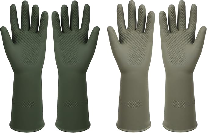 Dishwashing Rubber Gloves Reusable Kitchen Gloves 2Pairs Cleaning Gloves by Unknown