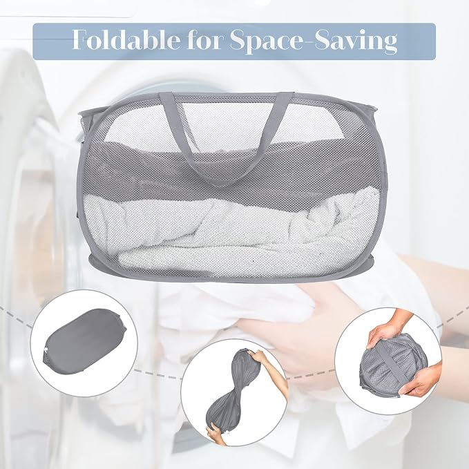 2 Pack Durable Collapsible Laundry Baskets - Image 3