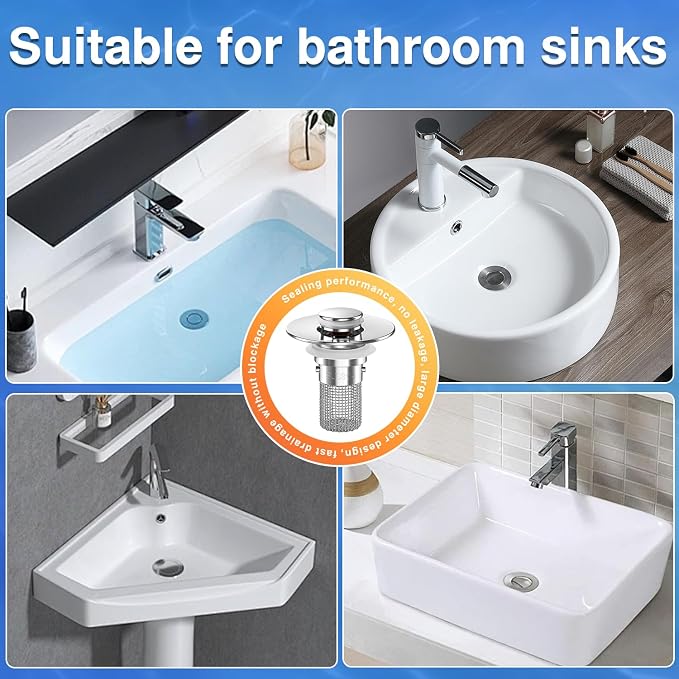 Sink Stopper Hair Catcher, Pop-up Sink Drain Strainer - Image 5