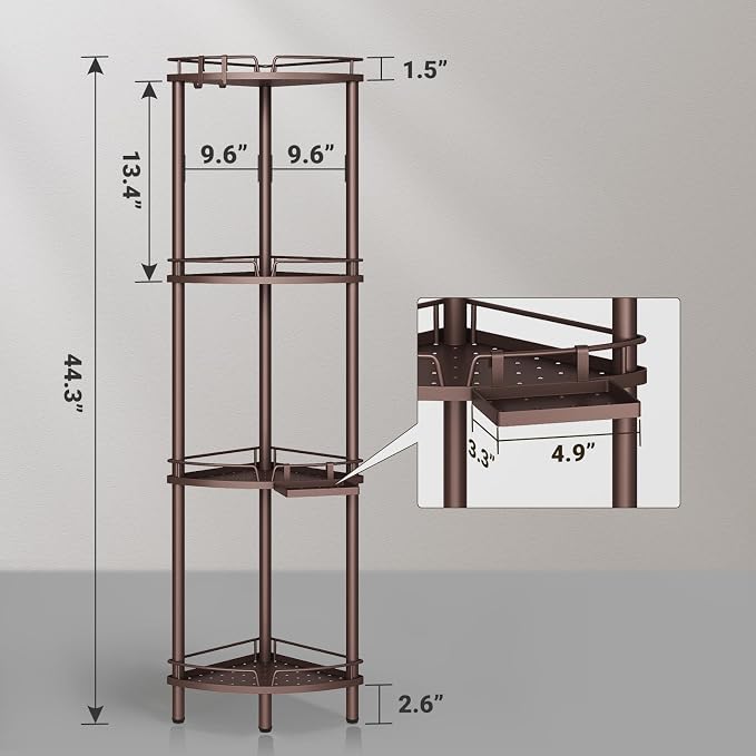 ELYKEN Corner Shower Caddy Standing, 4 Tier Metal Shower Organizer - Image 2