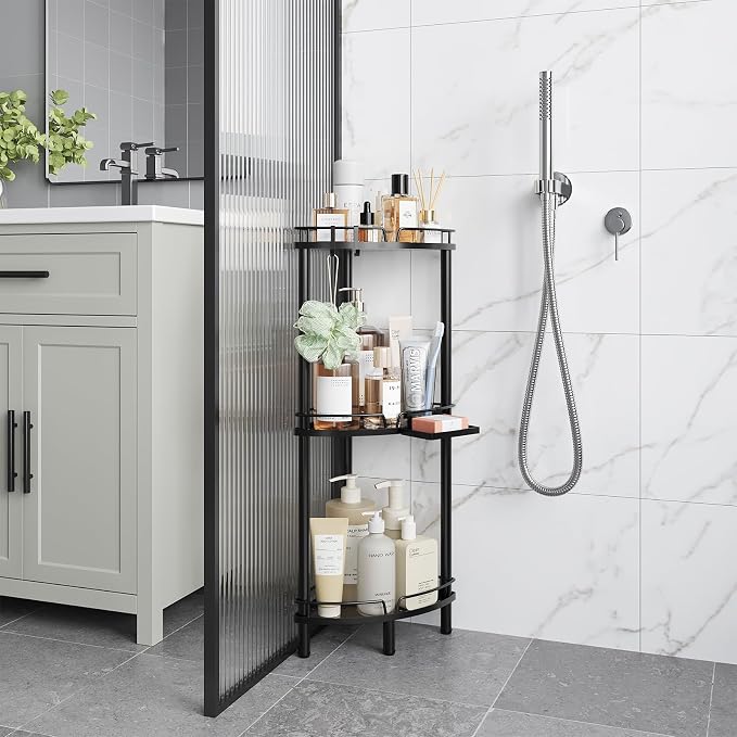 ELYKEN Corner Shower Caddy Standing, 3 Tier Metal Shower Organizer - Image 9