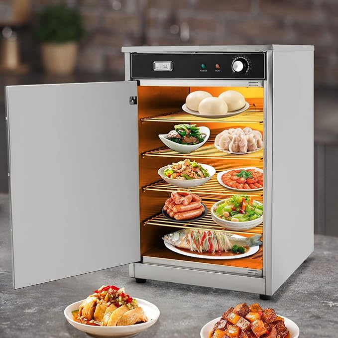 Electric Food Warmer Cabinet, 5 Layer Commercial Hot Box Holding Cabinets with Temperature Display Meter 360° Heating and Anti Slip Feet Powerful Function Countertop Heated Holding Cabinet for Canteen