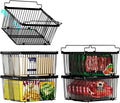 Large Freezer Organizer Bins，Upgraded Bottom Leak-Proof net，Fit 5 to 9 Cu Ft Chest Freezer，5 Pack， Expandable Stackable Chest Freezer Containers with Handle (Black-5P)