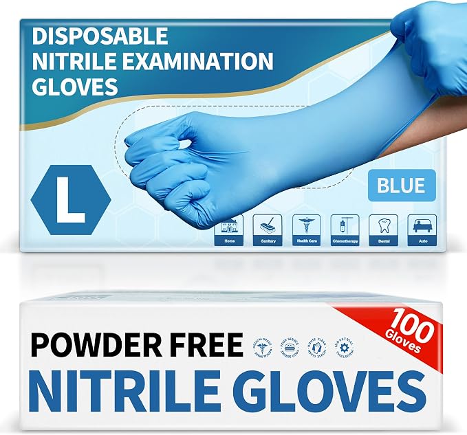 Medical Blue Nitrile Disposable Exam Gloves 4Mil Latex & Powder-Free | Flex • by Medguy