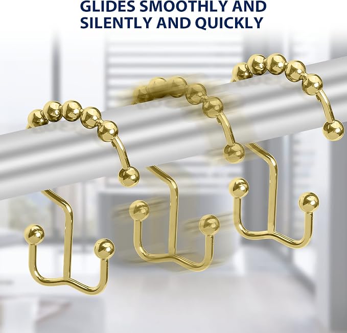 Gidse Shower Curtain Hooks, Sturdy Stainless Steel Double Sided Shower Hooks - Image 5