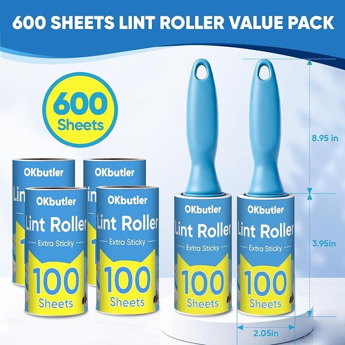 600 Sheets Lint Roller for Pet Hair, Lint Remover Extra Sticky | Extra Sticky - Image 2