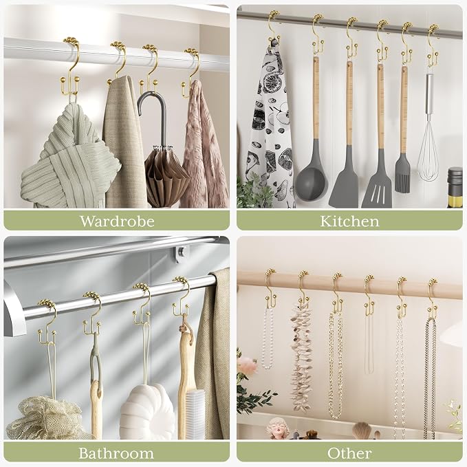 Gold Shower Curtain Hooks Rings, Stainless Steel Shower Curtain Rings - Image 6