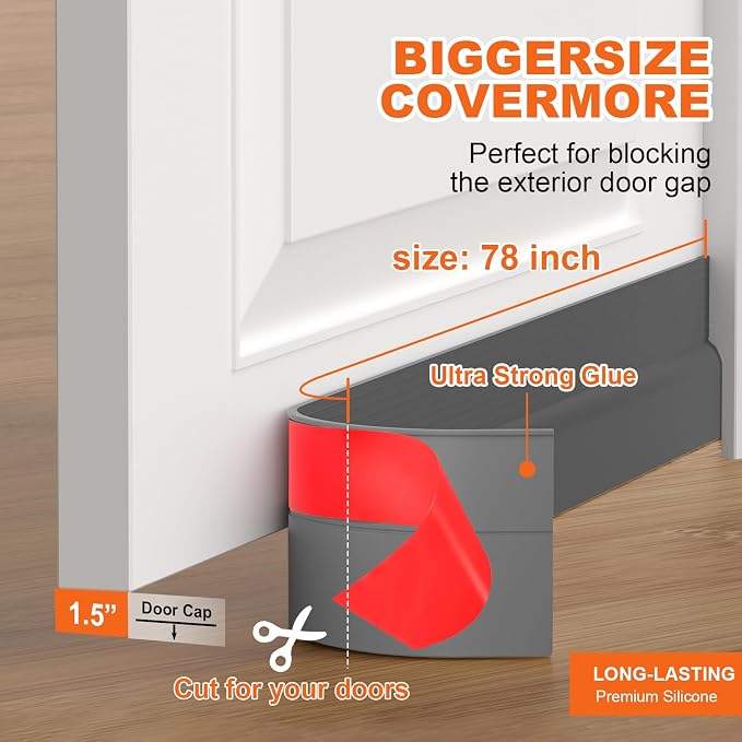 Door Draft Stopper, Door Sweep for Bottom of Door, Weather Stripping Door Seal - Image 8