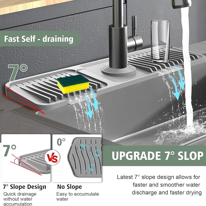 17.7-Inch Kitchen Sink Splash Guard Mat | 7° Slope - Image 4