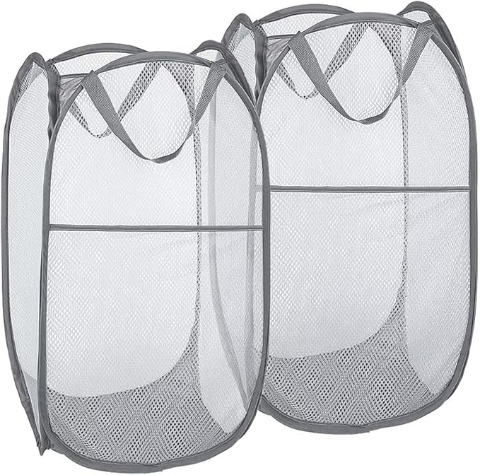 2 Pack Pop Up Laundry Hampers, Collapsible Mesh Laundry Basket, Foldable by Buenod
