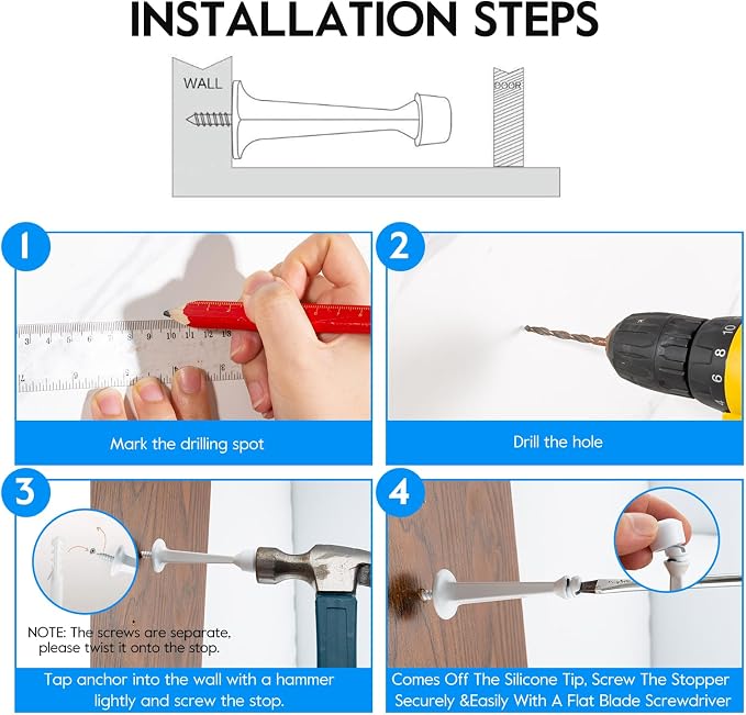 HOME MASTER HARDWARE 3" Heavy Duty Solid Door Stop, 8 Pack, Screw-In - Image 5