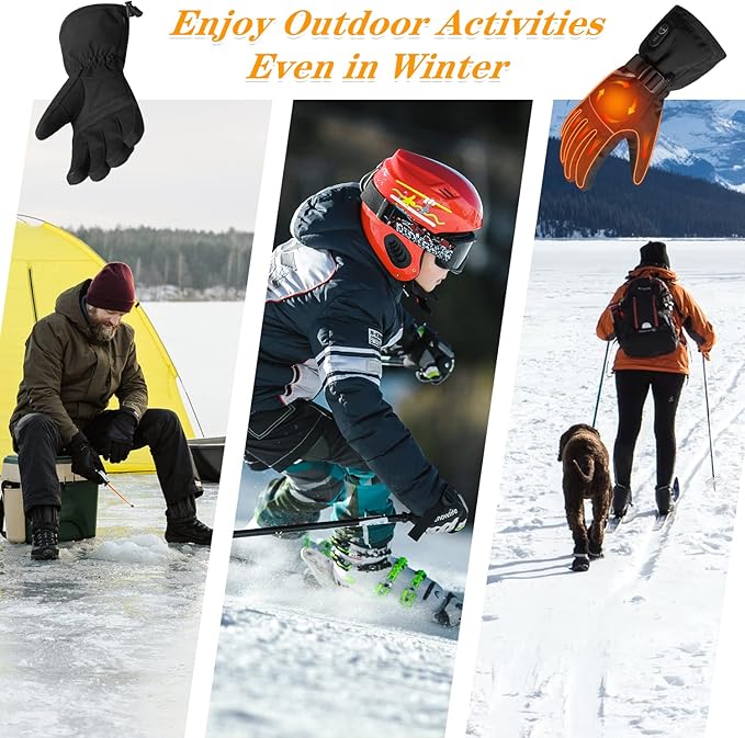 SNOW DEER Heated Motorcycle Gloves for Men Women, Electric Glove Rechargeable Battery Heated Hand for Motorcycle Biking Hunting Arthritis Skiing Working