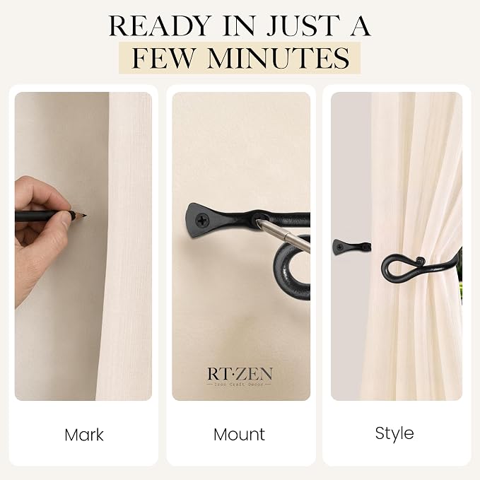 RTZEN Metal Curtain Tiebacks, Drapery Holders - Image 7