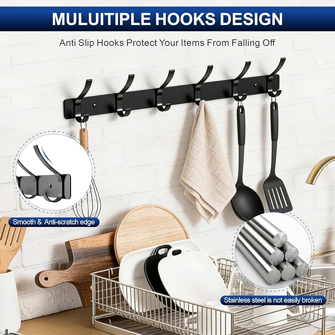 Wall Mounted Coat Rack, 6 Hooks - Image 7