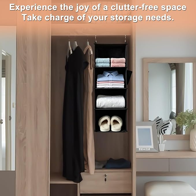 Hanging Closet Organizer and Shelves, 4 Shelves - Image 5