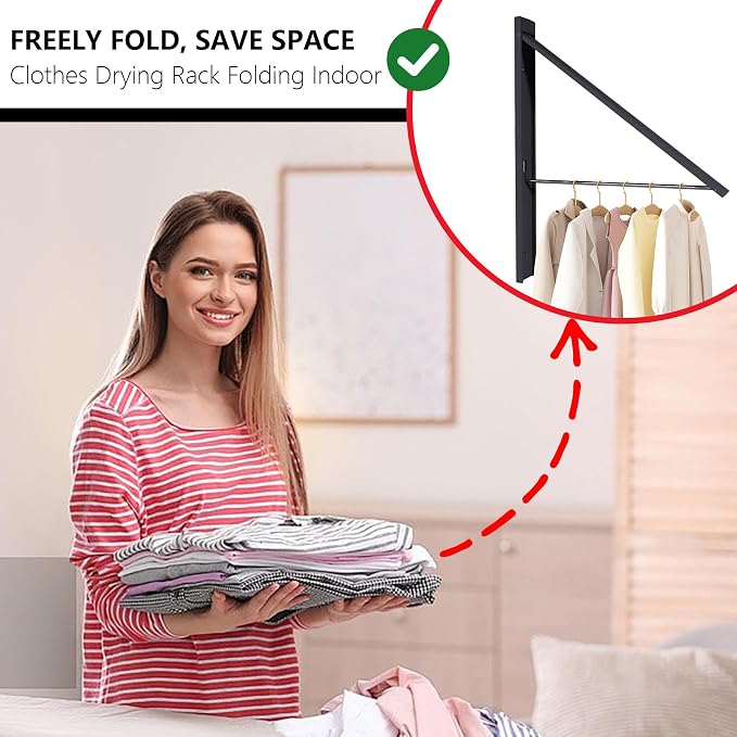 Ithywat Retractable Clothes Drying Rack, Space Saver Wall Mounted Folding Hanger - Image 5