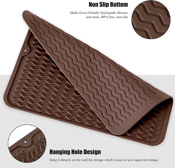 Silicone Dish Drying Mat, Non-Slip Easy Clean Sink Mat, Large Heat-resistant - Image 4