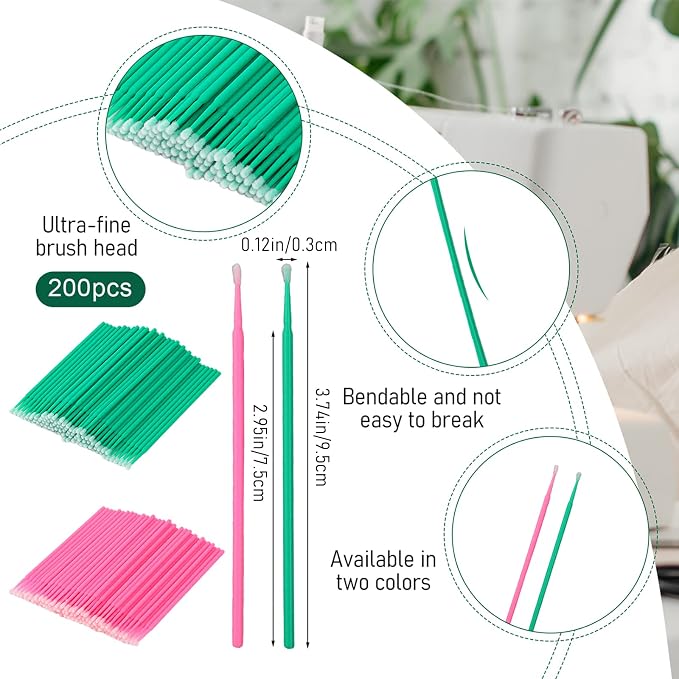 200 Pcs Sewing Machine Cleaning Brushes Tool Kit, Disposable Bendable Pointed - Image 2