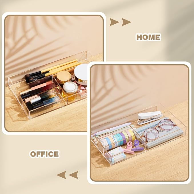 Briwooody Clear Acrylic Drawer Organizer, 4 Compartments, Small | 11 x 6.1 x - Image 6