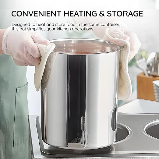OCS Parts 8.25 Quart Bain Marie Pot | 9-5/8" x 7-3/8" Stainless Steel Pot for Warm or Cold Food, Sauces, Soups, or Organizing Cooking Utensils