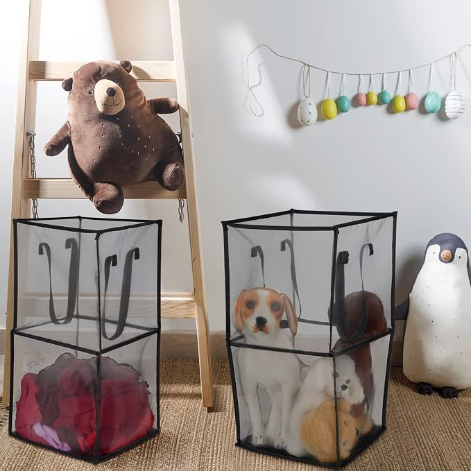 Zopeal 3 Pack Collapsible Mesh Laundry Basket, Double-layer | 13 Inch Square - Image 5
