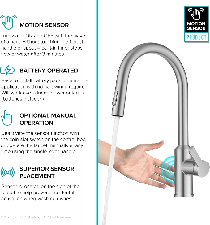 KRAUS Oletto Touchless Sensor Pull-Down Single Handle Kitchen Faucet in - Image 7