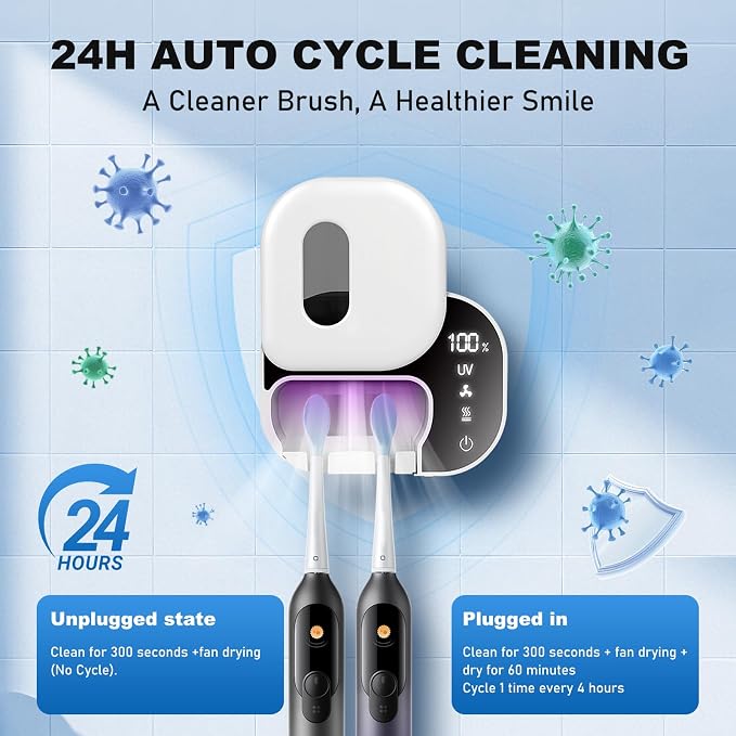 Toothbrush Cleaner Holder Wall Mounted, Razor Electric Toothbrush Holder | - Image 3