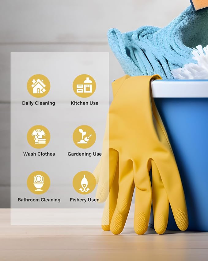 Rubber gloves on dishwashing cleaning 3 or 6 Pairs, Kitchen dish gloves - Image 6