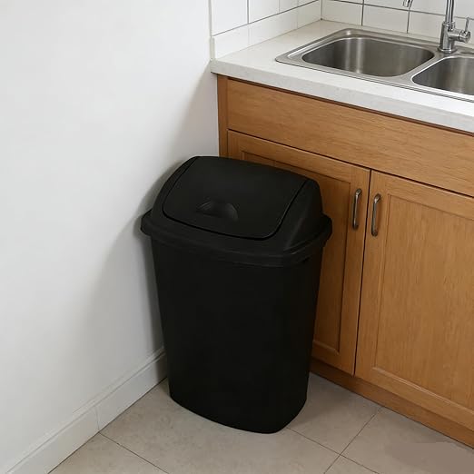 4 Pack 10 Gallon Black Trash Can, Commercial Grade Plastic Trash Garbage Can, Ideal for Restaurants, Kitchens, Offices, School