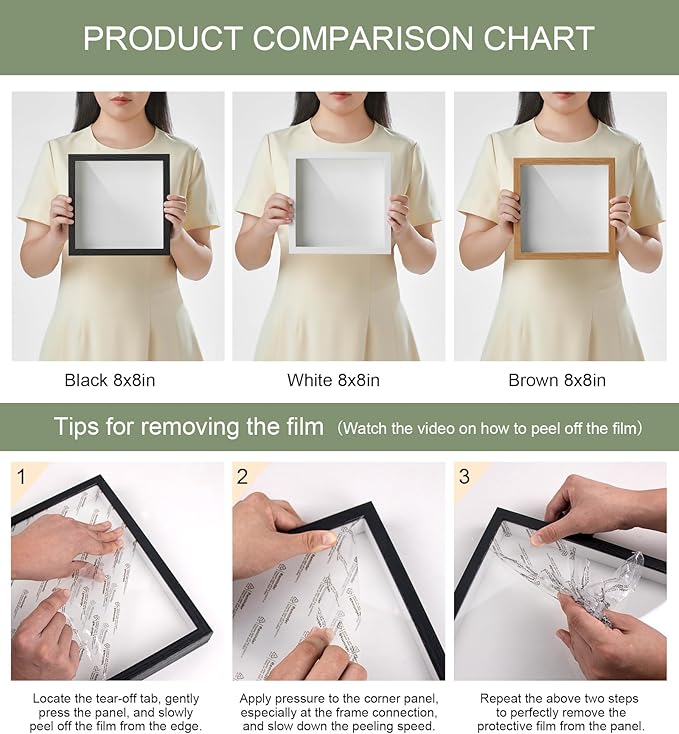 8x8 Shadow Box Display Case Picture Frame with Soft Linen Back,Large Deep White Shadow Box 8x8 for Flowers Medal Display Case Jersey pet Graduation Memorabilia Ltems Crafts Photos