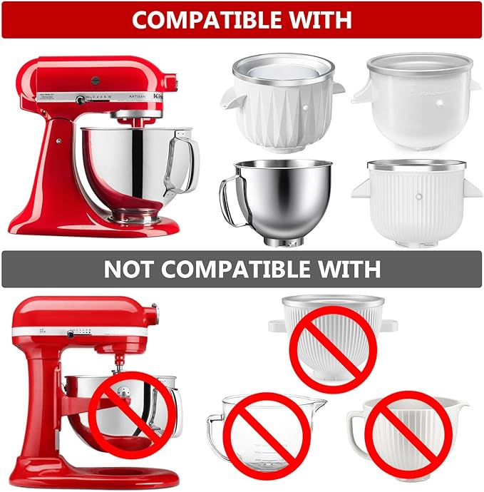 Silicone Covers for Kitchenaid Ice Cream Bowl, Silicone Lid Compatible with Kitchenaid Tilt-Head Stand Mixer 4.5-5 Quart Stainless Steel Bowls, Dishwasher Freezer Safe