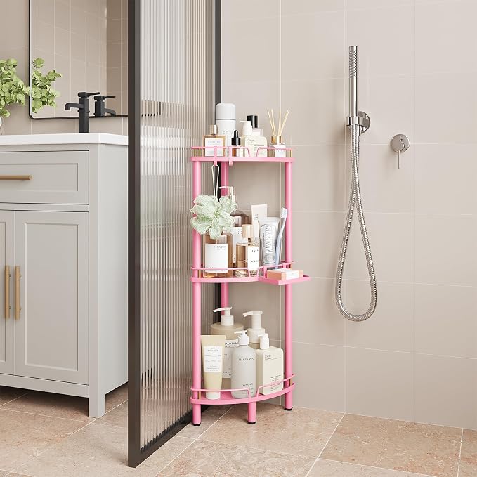 ELYKEN Corner Shower Caddy Standing, 3 Tier Metal Shower Organizer - Image 9