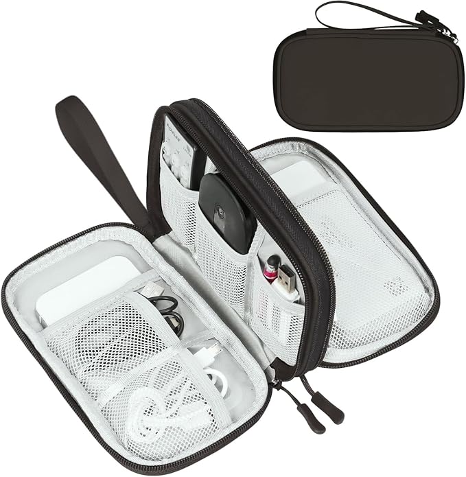 FYY Electronic Organizer, Travel Tech Pouch Bag, Coffee | Wrist Strap, by FYY