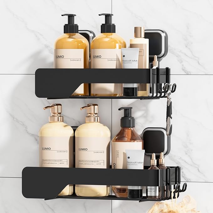 TAILI Shower Caddy Suction Cup Rustproof Metal Shower Shelves Black 2pack by TAILI