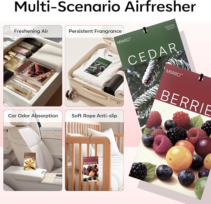 MYARO 20 Pack Assorted Warm Scented Sachets, Closet Deodorizer Freshener - Image 4