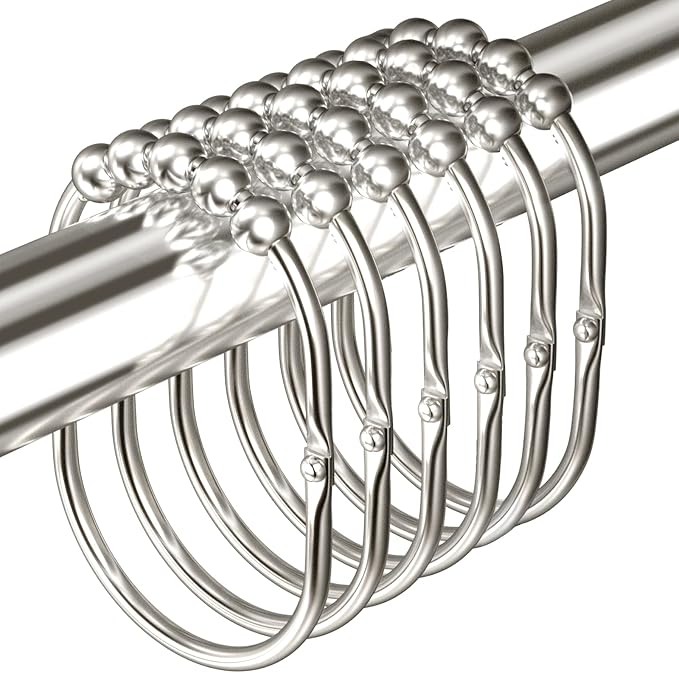 MENGJINGO 12PCS Wide Shower Curtain Hooks Rings, Rust Proof Stainless Steel | by MENGJINGO