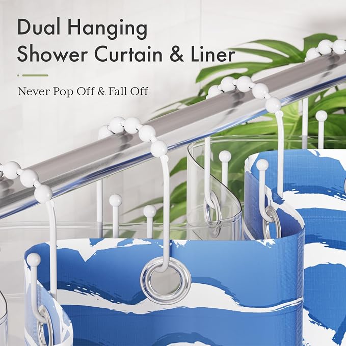 AmazerBath Shower Curtain Hooks White Metal Shower Curtain Rings Rust Proof - Image 3