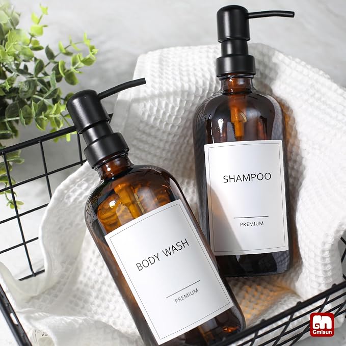 GMISUN Amber Glass Soap Dispenser, 4 Pack Bathroom Hand Soap Dispensers - Image 9
