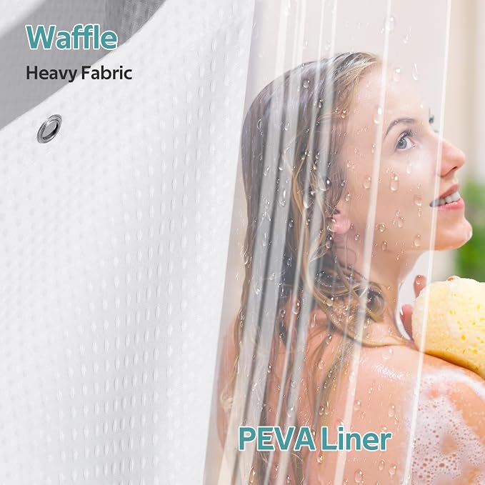 Vipfree 3 in 1 Shower Curtain Set, Waffle Shower Curtain and Liner Set - Image 4