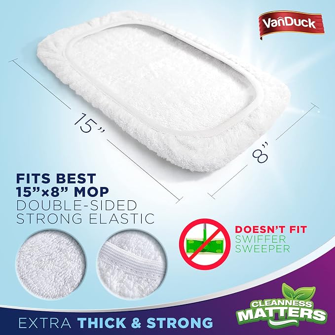 VanDuck 100% Cotton Terry Mop Pads 15x8 Inches - Image 2